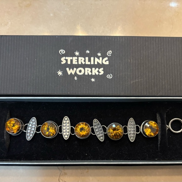 Sterling Works Topaz and Silver Bracelet - Picture 2 of 3